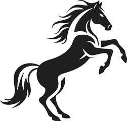 Powerful Bold Rearing Horse Silhouette Vector Art Illustration Design