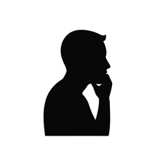 Thoughtful Man Silhouette Profile View of a Person in Deep Thought