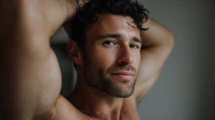 Obraz premium Attractive man in bathroom.