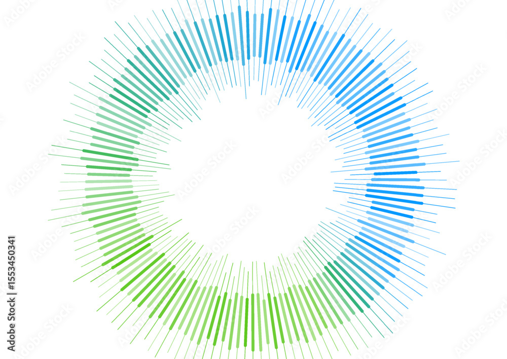Aufkleber Abstract circular green and blue gradient lines on white background. Data tech concept vector design