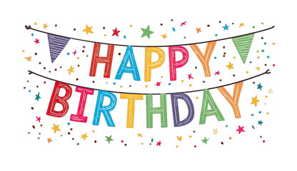 Colorful birthday banner with "Happy Birthday" text