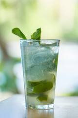 Refreshing mojito cocktail with mint and lime in glass