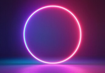 Obraz premium Neon Circle Light Display Against Dark Background for Modern Design