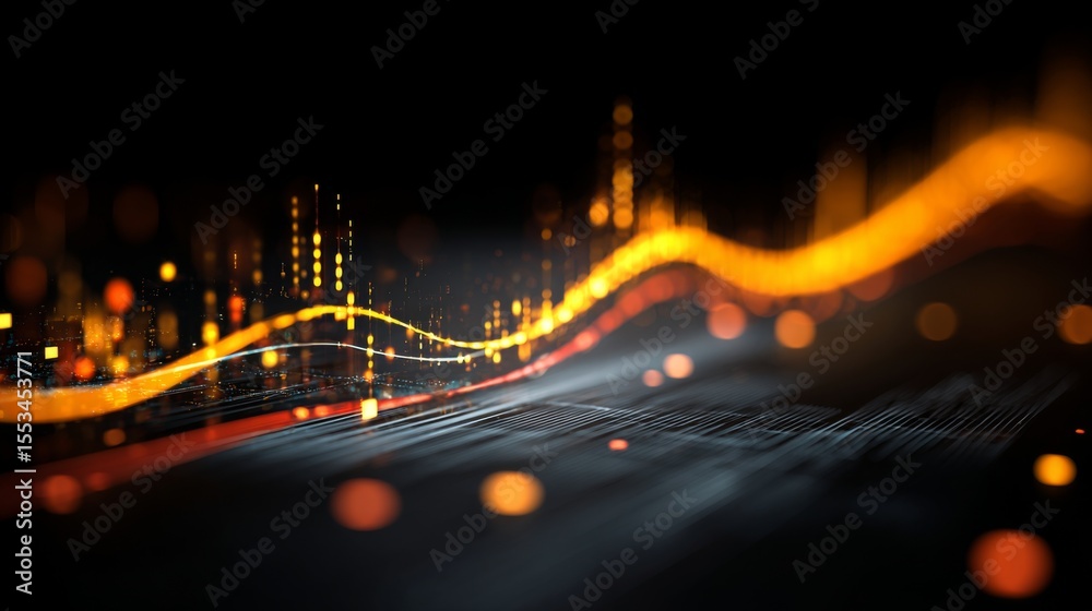 Leinwandbilder a futuristic financial graph showcasing investment trends, with glowing data points and smooth anima