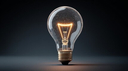 A high-resolution image of a light bulb with a glowing filament, symbolizing a bright new idea or breakthrough concept against a dark background.