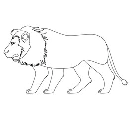 Cute cartoon hand drawn vector lion outline.