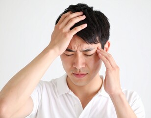 Stressed Young Man Suffering from Depression ストレスと鬱病に苦しむ若い男性