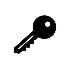 Black key icon with circular hole and serrated edge  