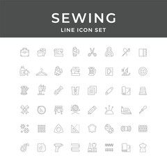 Sewing Line Icon Set – Needle, Thread, Fabric, Machine, Button, Craft, Tailor, Minimal Vector Collection
