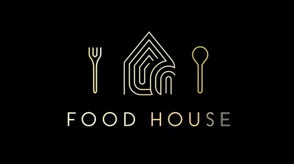 Minimalist Food House Logo Concept with Cutlery and Fingerprint Design