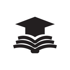 Stack of book with cap icon. Academic success shown with books and graduation cap.