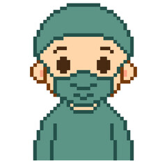 Fototapeta premium Flat Design Pixel Art Surgeon Illustration