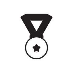 Medal with star icon. Award medal with star in center academic or competition win.
