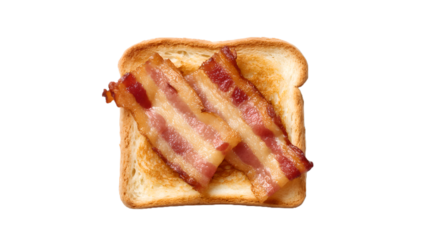 toast with grilled bacon on transparent background