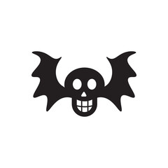 Bat skull icon. Spooky skull with bat wings perfect for Halloween themes.