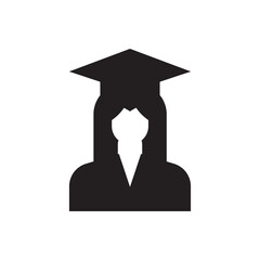 Graduation profile icon. Silhouette of student with cap symbolizing academic achievement.