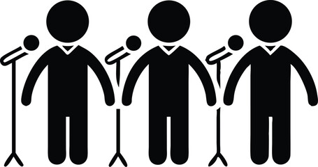 Minimal Singing Group Simple Faces Icon.