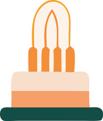 Abstract modern minimalist illustration of a stylized rainbow arch with vertical orange bars over a layered base in cream orange and green