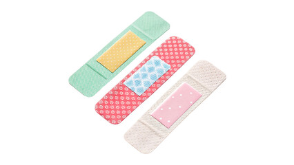 Colorful Band Aid Adhesive Bandages isolated on transparent background