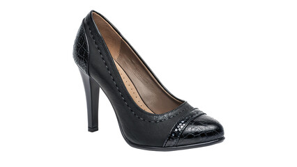 black stylish high heel women shoe isolated on transparent background	