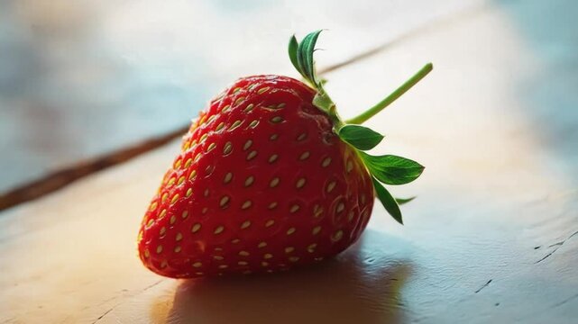fresh strawberries on wooden table