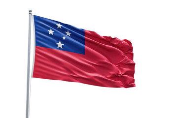 samoa national flag flying on transparent background