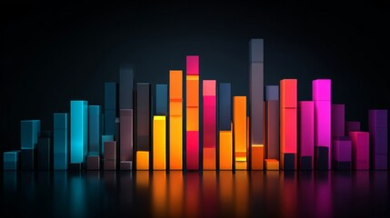 A modern bar graph displaying quarterly revenue growth, with vibrant bars and an elegant layout, symbolizing success in business finance.