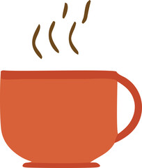 A cozy terracotta colored mug with steam rising perfect for enjoying a warm beverage on a cold day