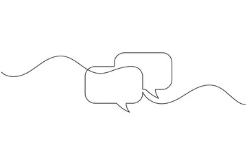 Simple speech bubble continuous one line drawing style for communication and messaging concept