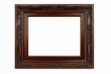 Elegant brown ornate frame with empty space for artwork display