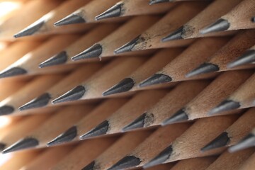 Many graphite pencils as background, macro view