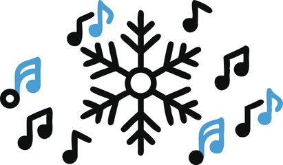 Singing Snowflake With Musical Notes.