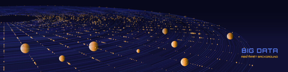 Abstract radial round graphs on dark.  Big Data.  Futuristic round graph  with data spheres in cyberspace of AI. Quantum concentric flows computing universe. © Anatoly Stojko