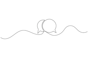 Simple speech bubble continuous one line drawing style for communication and messaging concept