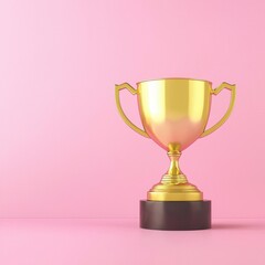 Golden Trophy on Pink Background Celebrating Achievement and Success