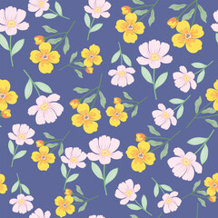 pink and yellow flower seamless pattern