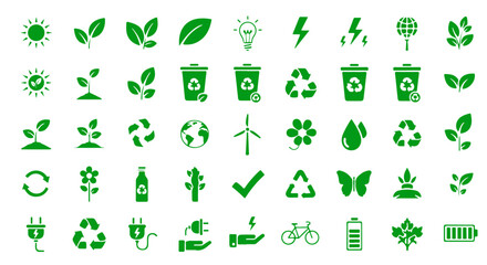 Comprehensive Green Eco-Friendly and Environmental Icons Set. This versatile collection is ideal for environmental campaigns, green initiatives, sustainable businesses, and eco-conscious designs.