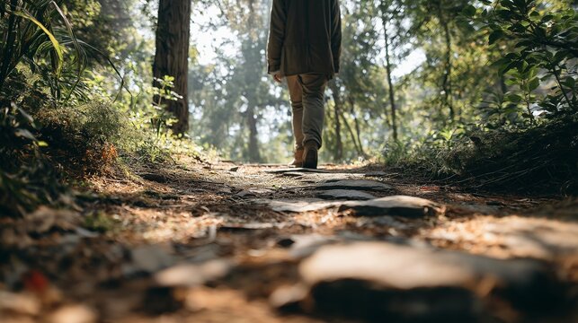Person walking on forest pathway