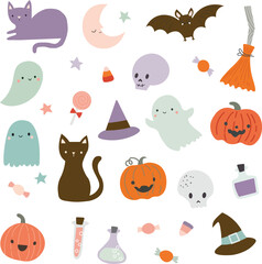 Cute Halloween Clipart Collection vector and bundle file.