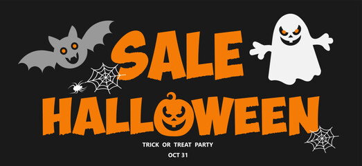 Halloween sale sign featuring spooky graphics and festive lettering for promotional event
