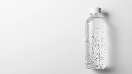 Sleek water bottle standing upright, crystal-clear water inside, label-free design, high-resolution product mockup style