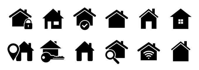 House symbol. House set icon. Home flat icon set vector illustration