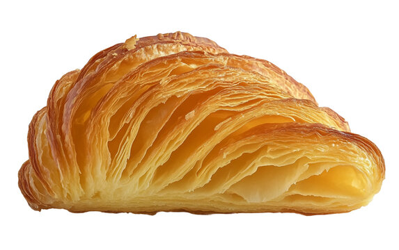 Classic golden croissant with perfectly crisp flaky layers showcasing the buttery richness and delicate artistry of traditional French baking isolated on transparent background PNG