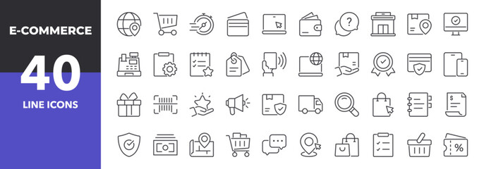 E-Commerce Line Icons Set. Outline Web Icons. Editable Stroke