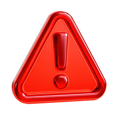 Three Dimensional Translucent Red Alert Icon on Transparent Black Background