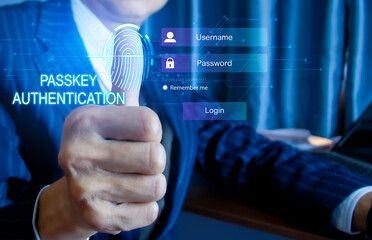 The concept of login authentication with password, passkey