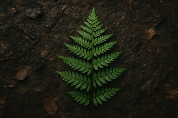 Fern Leaf on Earthy Forest Floor