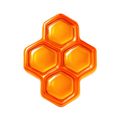 3D Translucent Honeycomb Icon Style On Transparent Background With Glossy Orange And Yellow Hexagonal Cells
