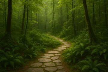 Winding Path Through Lush Green Forest