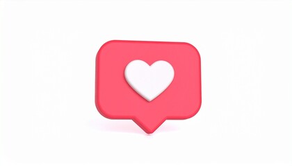 3D rendering. social media heart press effect icon on a white background. 